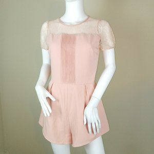 Forever 21 Women's One Piece Romper Size Small Blush Pink Pockets Lace Pleated